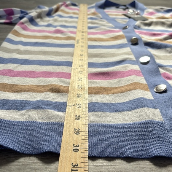 Jones New York Collection Multi Color stripes Button Down Cardigan Sz 2X - Picture 3 of 8